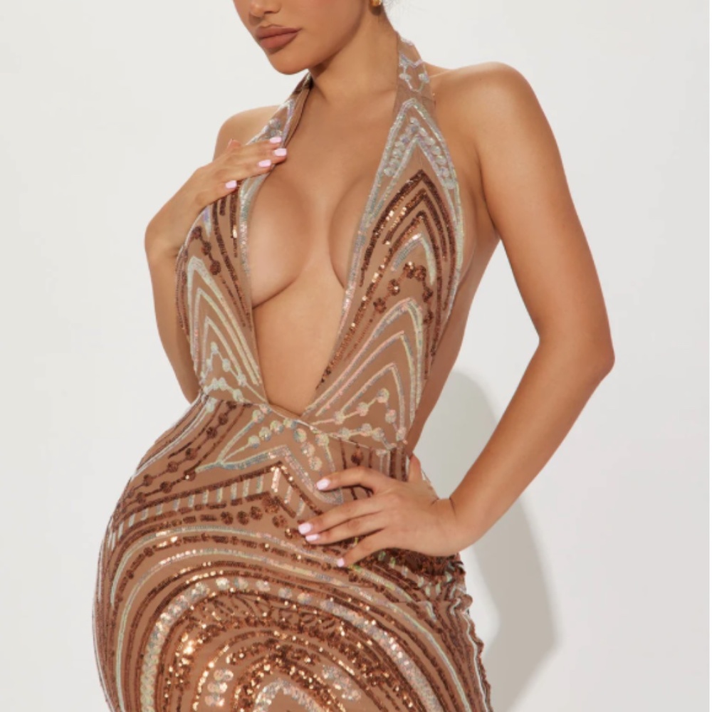 Sequin Mini Dress - Bronze